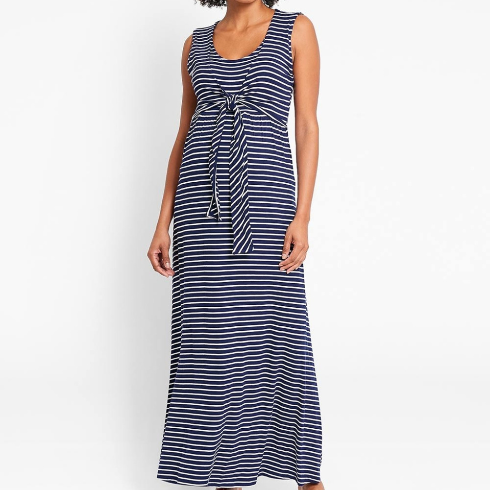 Striped Maternity & Nursing Maxi Dress